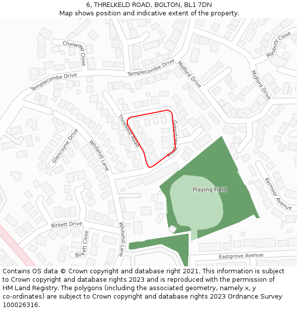 6, THRELKELD ROAD, BOLTON, BL1 7DN: Location map and indicative extent of plot