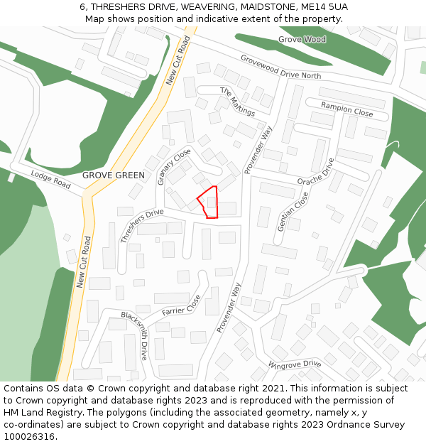 6, THRESHERS DRIVE, WEAVERING, MAIDSTONE, ME14 5UA: Location map and indicative extent of plot