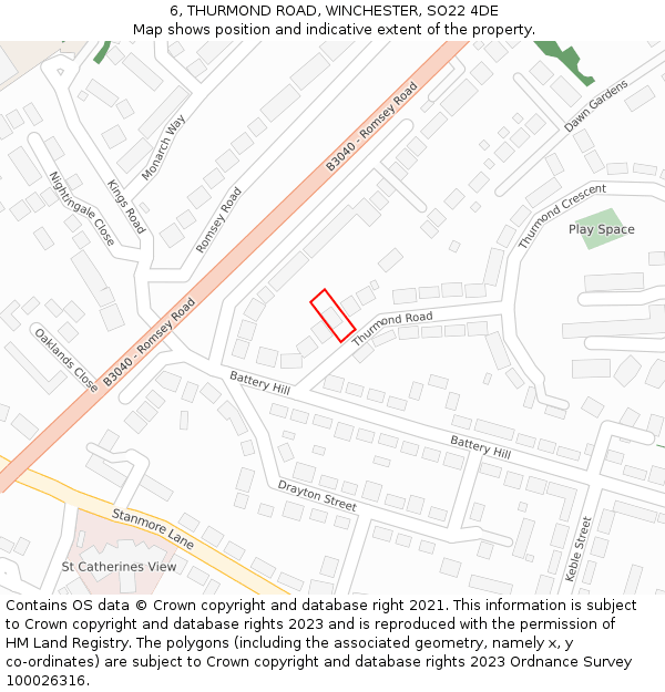 6, THURMOND ROAD, WINCHESTER, SO22 4DE: Location map and indicative extent of plot