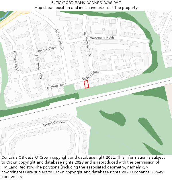 6, TICKFORD BANK, WIDNES, WA8 9AZ: Location map and indicative extent of plot