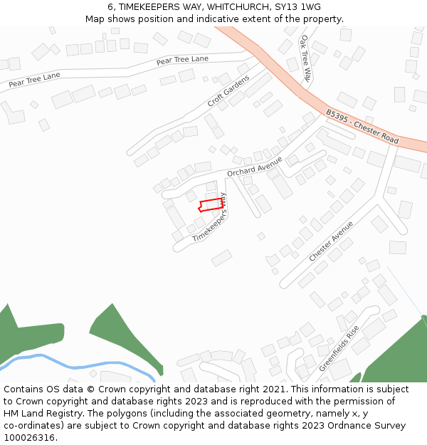 6, TIMEKEEPERS WAY, WHITCHURCH, SY13 1WG: Location map and indicative extent of plot