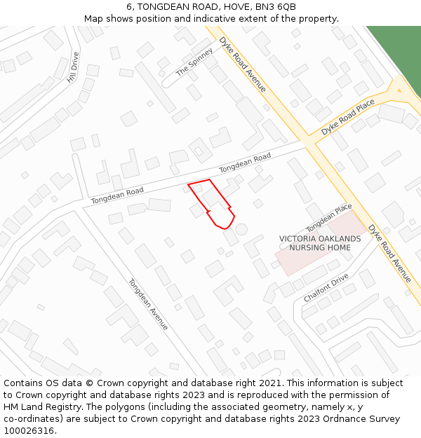 6, TONGDEAN ROAD, HOVE, BN3 6QB: Location map and indicative extent of plot