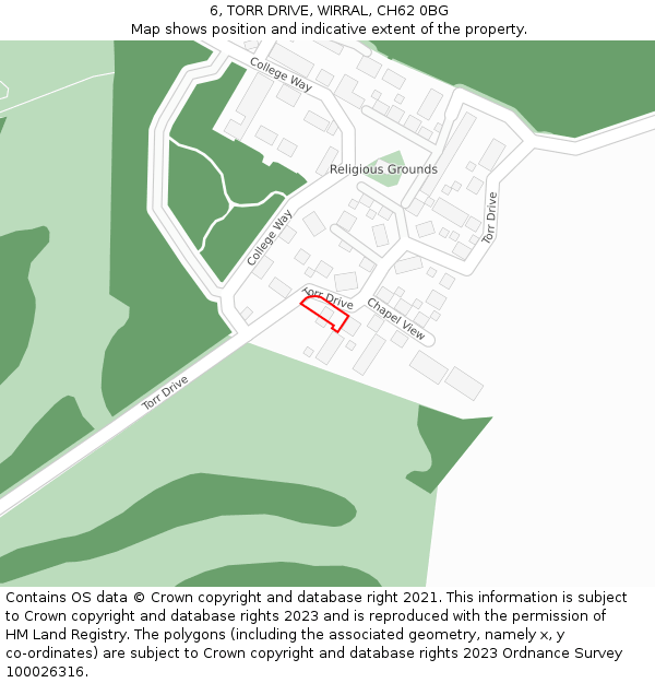 6, TORR DRIVE, WIRRAL, CH62 0BG: Location map and indicative extent of plot