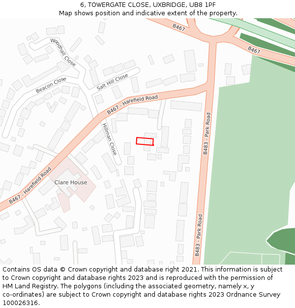 6, TOWERGATE CLOSE, UXBRIDGE, UB8 1PF: Location map and indicative extent of plot