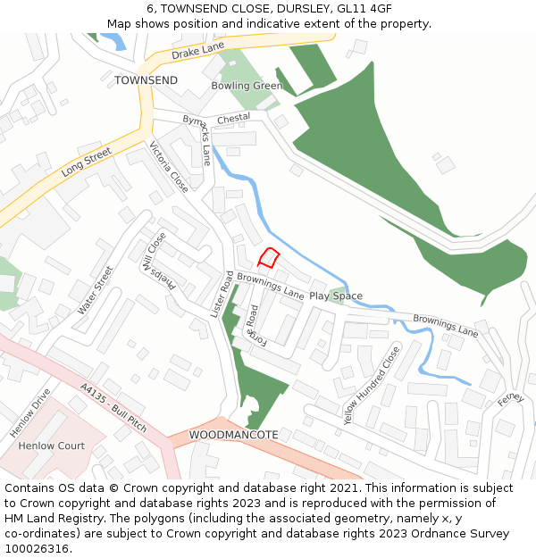 6, TOWNSEND CLOSE, DURSLEY, GL11 4GF: Location map and indicative extent of plot