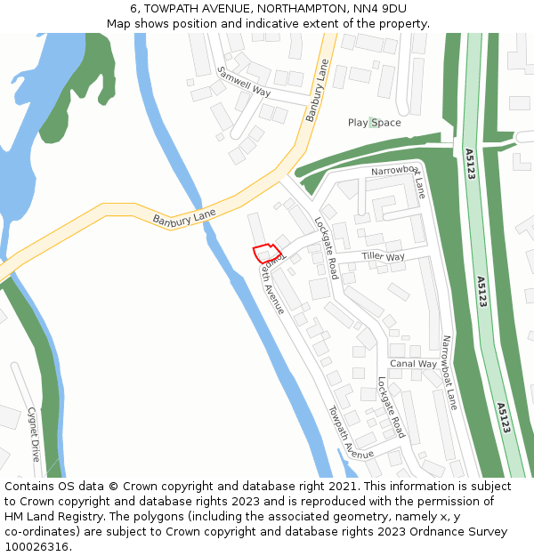 6, TOWPATH AVENUE, NORTHAMPTON, NN4 9DU: Location map and indicative extent of plot