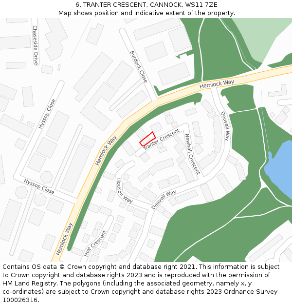 6, TRANTER CRESCENT, CANNOCK, WS11 7ZE: Location map and indicative extent of plot