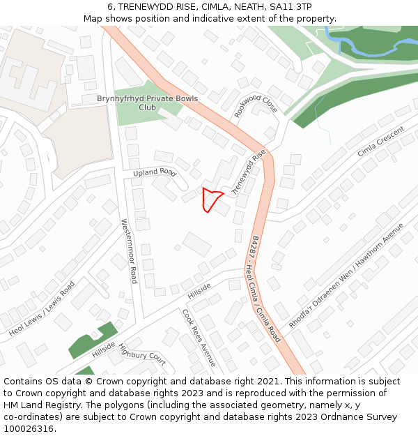 6, TRENEWYDD RISE, CIMLA, NEATH, SA11 3TP: Location map and indicative extent of plot