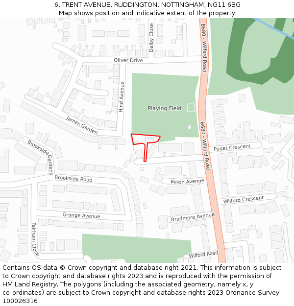 6, TRENT AVENUE, RUDDINGTON, NOTTINGHAM, NG11 6BG: Location map and indicative extent of plot