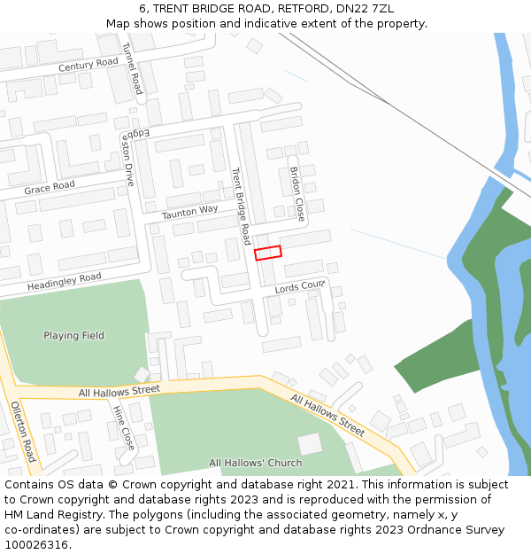 6, TRENT BRIDGE ROAD, RETFORD, DN22 7ZL: Location map and indicative extent of plot