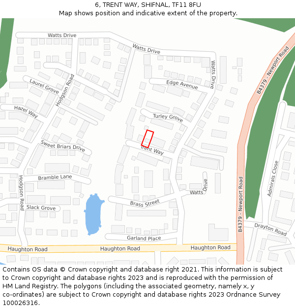 6, TRENT WAY, SHIFNAL, TF11 8FU: Location map and indicative extent of plot