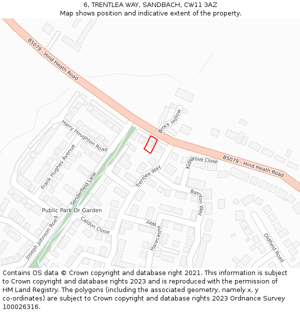 6, TRENTLEA WAY, SANDBACH, CW11 3AZ: Location map and indicative extent of plot