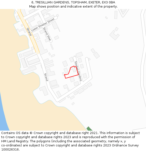 6, TRESILLIAN GARDENS, TOPSHAM, EXETER, EX3 0BA: Location map and indicative extent of plot