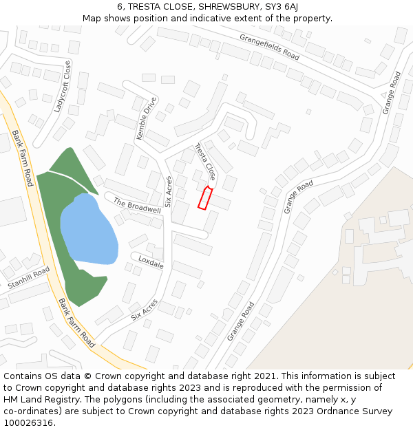 6, TRESTA CLOSE, SHREWSBURY, SY3 6AJ: Location map and indicative extent of plot