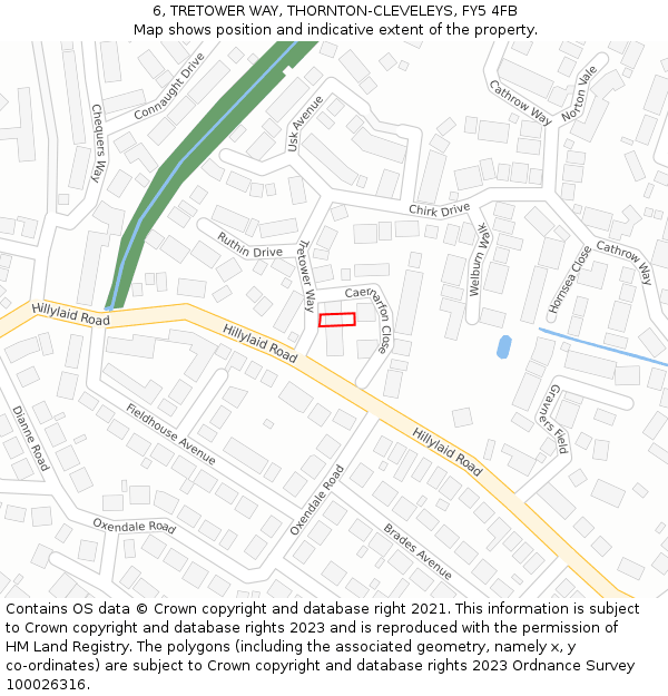 6, TRETOWER WAY, THORNTON-CLEVELEYS, FY5 4FB: Location map and indicative extent of plot