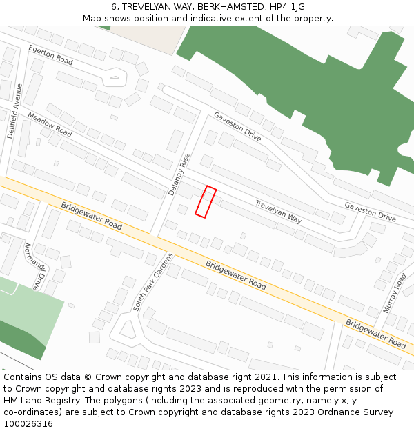 6, TREVELYAN WAY, BERKHAMSTED, HP4 1JG: Location map and indicative extent of plot