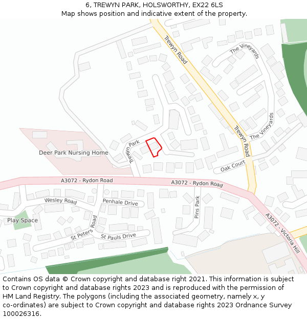 6, TREWYN PARK, HOLSWORTHY, EX22 6LS: Location map and indicative extent of plot