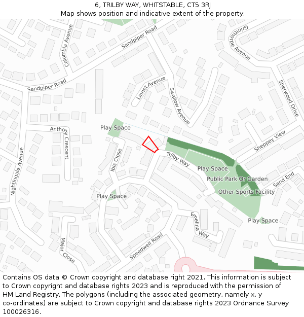 6, TRILBY WAY, WHITSTABLE, CT5 3RJ: Location map and indicative extent of plot
