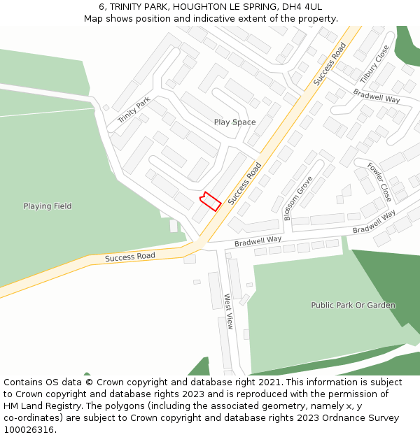 6, TRINITY PARK, HOUGHTON LE SPRING, DH4 4UL: Location map and indicative extent of plot