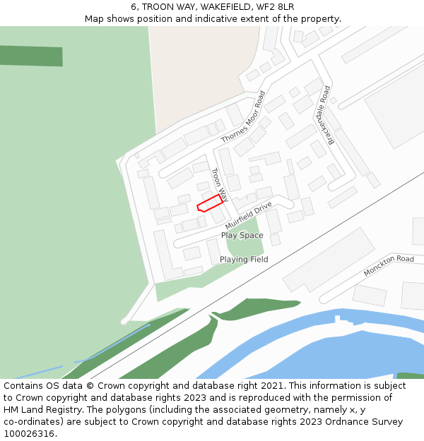 6, TROON WAY, WAKEFIELD, WF2 8LR: Location map and indicative extent of plot