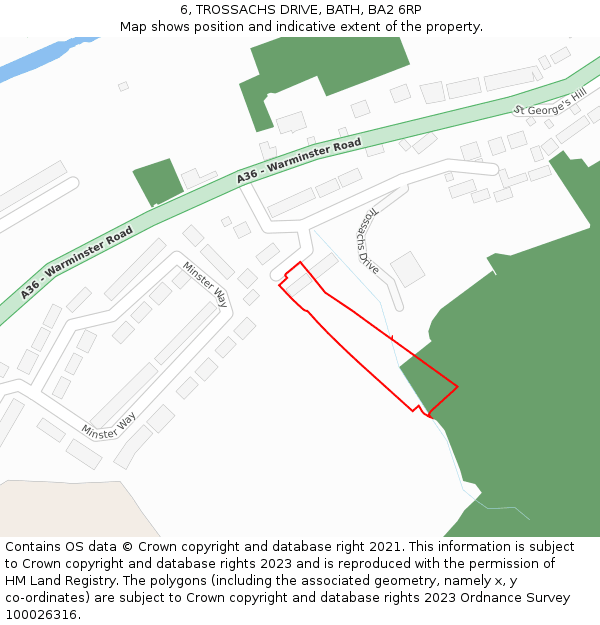 6, TROSSACHS DRIVE, BATH, BA2 6RP: Location map and indicative extent of plot