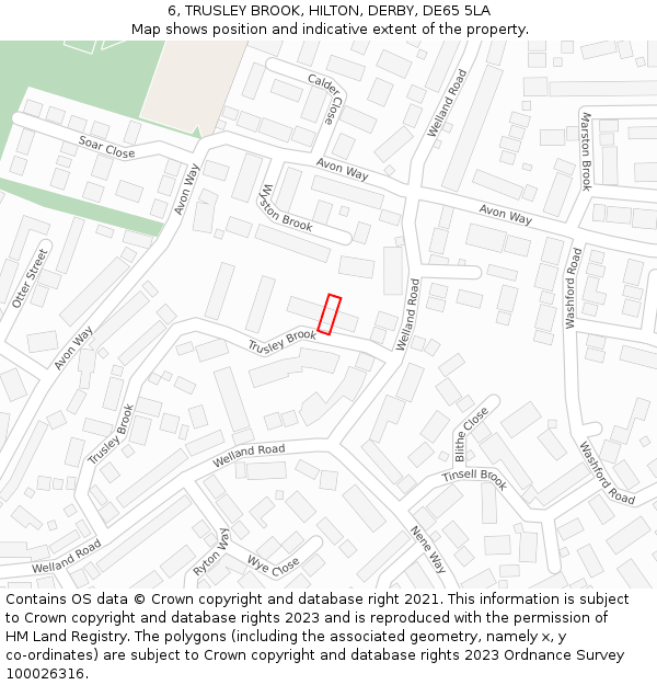 6, TRUSLEY BROOK, HILTON, DERBY, DE65 5LA: Location map and indicative extent of plot