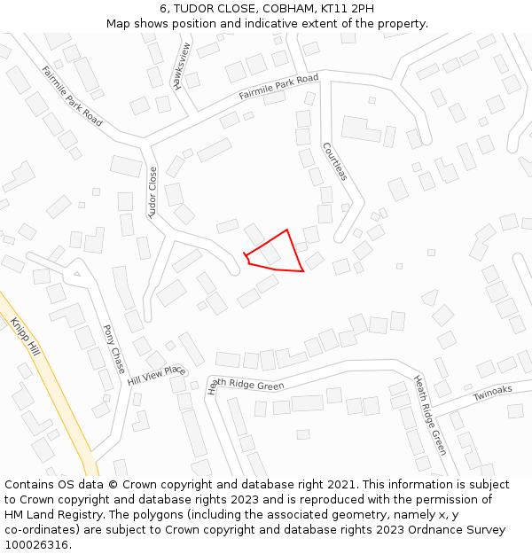 6, TUDOR CLOSE, COBHAM, KT11 2PH: Location map and indicative extent of plot