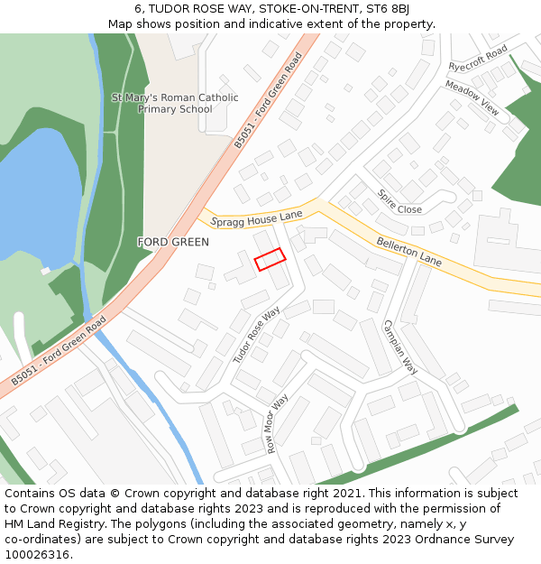 6, TUDOR ROSE WAY, STOKE-ON-TRENT, ST6 8BJ: Location map and indicative extent of plot