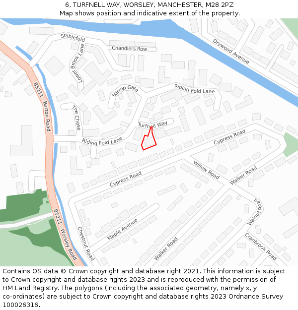 6, TURFNELL WAY, WORSLEY, MANCHESTER, M28 2PZ: Location map and indicative extent of plot