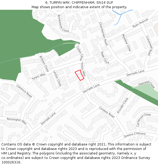 6, TURPIN WAY, CHIPPENHAM, SN14 0UF: Location map and indicative extent of plot