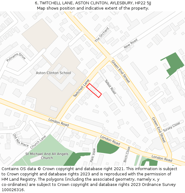 6, TWITCHELL LANE, ASTON CLINTON, AYLESBURY, HP22 5JJ: Location map and indicative extent of plot