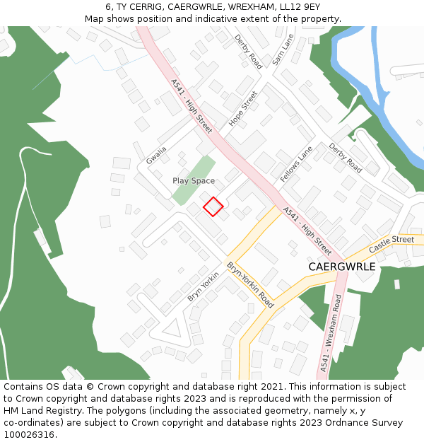 6, TY CERRIG, CAERGWRLE, WREXHAM, LL12 9EY: Location map and indicative extent of plot