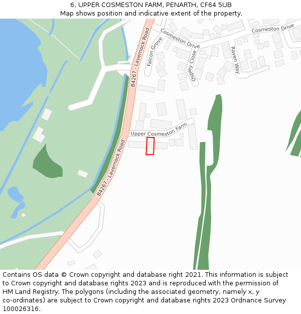 6, UPPER COSMESTON FARM, PENARTH, CF64 5UB: Location map and indicative extent of plot