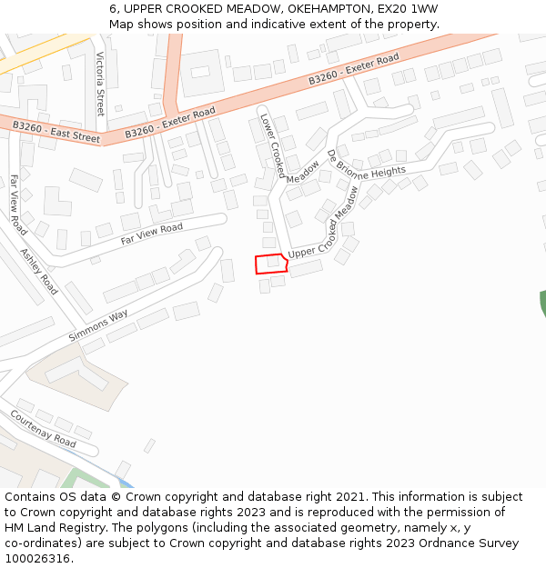 6, UPPER CROOKED MEADOW, OKEHAMPTON, EX20 1WW: Location map and indicative extent of plot