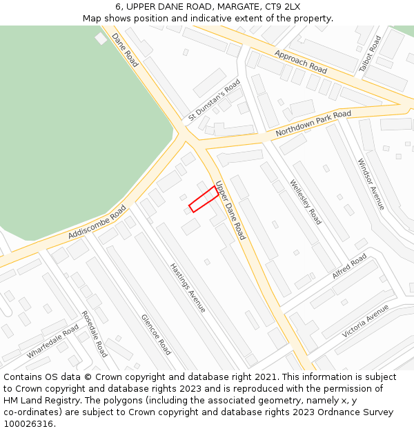 6, UPPER DANE ROAD, MARGATE, CT9 2LX: Location map and indicative extent of plot