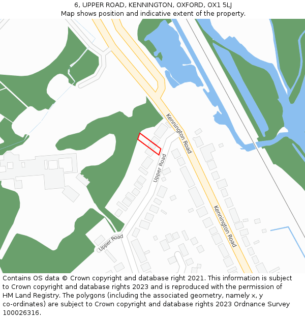 6, UPPER ROAD, KENNINGTON, OXFORD, OX1 5LJ: Location map and indicative extent of plot