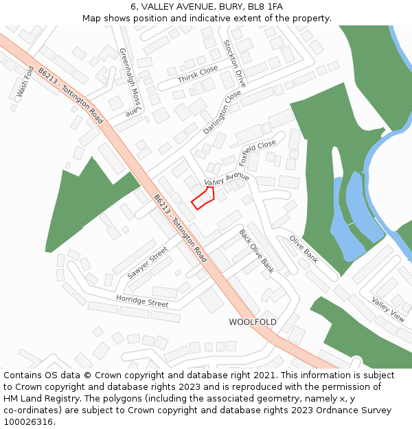 6, VALLEY AVENUE, BURY, BL8 1FA: Location map and indicative extent of plot