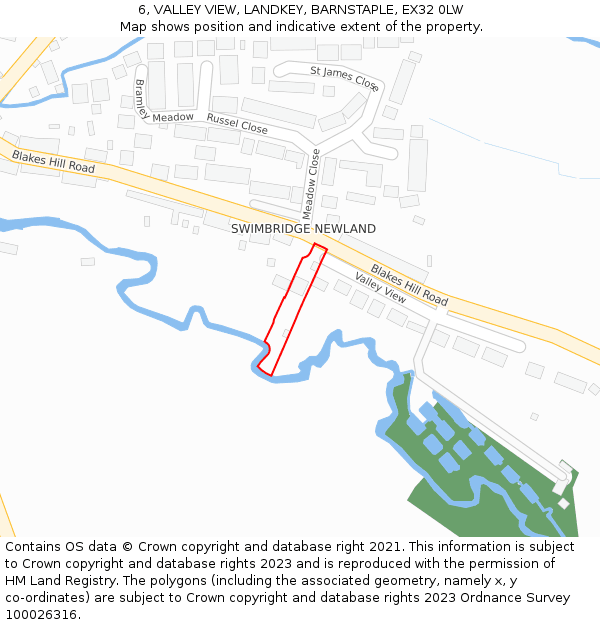 6, VALLEY VIEW, LANDKEY, BARNSTAPLE, EX32 0LW: Location map and indicative extent of plot