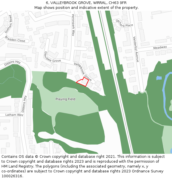 6, VALLEYBROOK GROVE, WIRRAL, CH63 9FR: Location map and indicative extent of plot