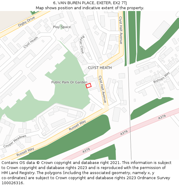 6, VAN BUREN PLACE, EXETER, EX2 7TJ: Location map and indicative extent of plot