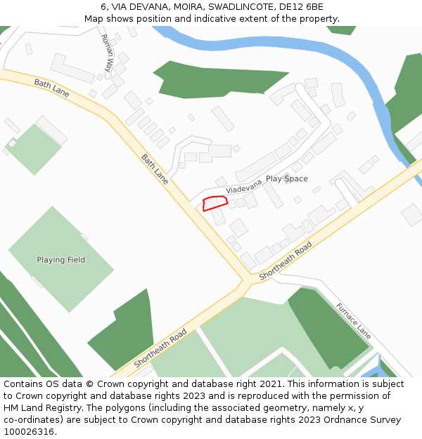 6, VIA DEVANA, MOIRA, SWADLINCOTE, DE12 6BE: Location map and indicative extent of plot