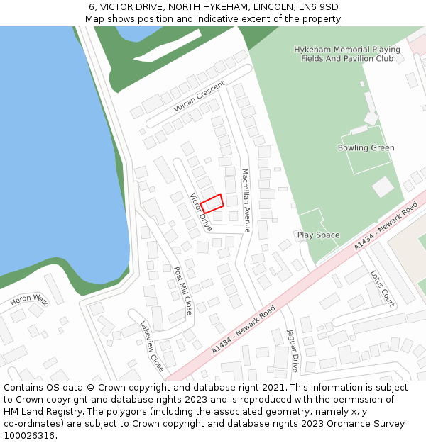 6, VICTOR DRIVE, NORTH HYKEHAM, LINCOLN, LN6 9SD: Location map and indicative extent of plot