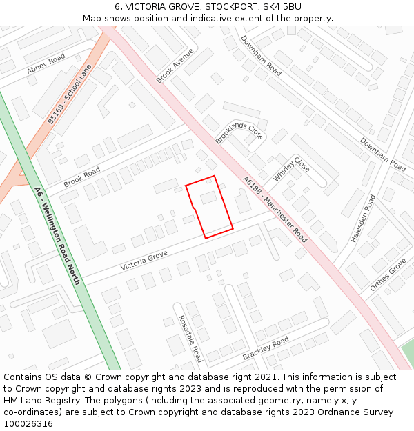 6, VICTORIA GROVE, STOCKPORT, SK4 5BU: Location map and indicative extent of plot