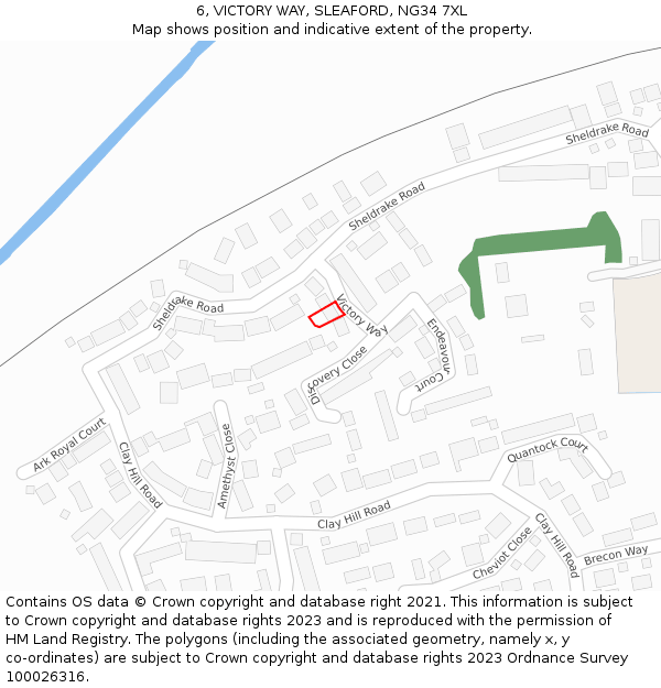 6, VICTORY WAY, SLEAFORD, NG34 7XL: Location map and indicative extent of plot