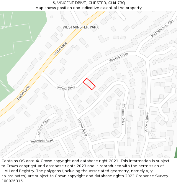 6, VINCENT DRIVE, CHESTER, CH4 7RQ: Location map and indicative extent of plot