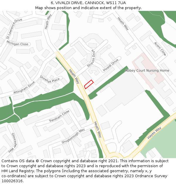 6, VIVALDI DRIVE, CANNOCK, WS11 7UA: Location map and indicative extent of plot