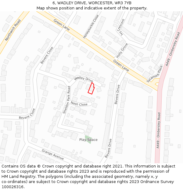 6, WADLEY DRIVE, WORCESTER, WR3 7YB: Location map and indicative extent of plot