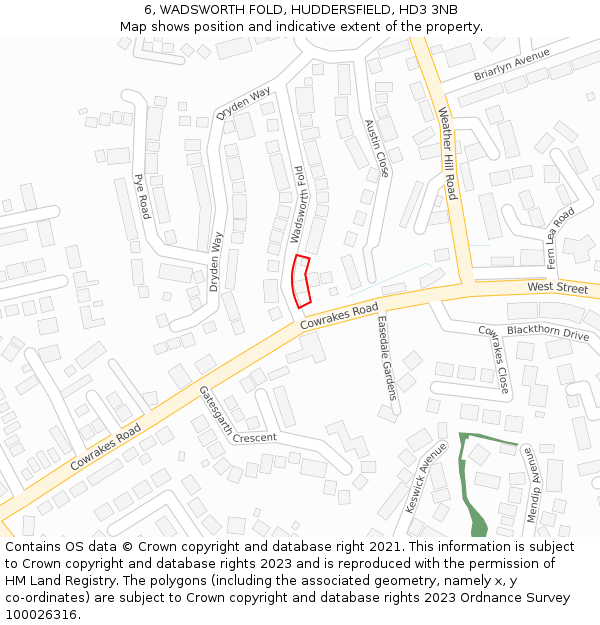 6, WADSWORTH FOLD, HUDDERSFIELD, HD3 3NB: Location map and indicative extent of plot
