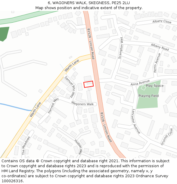 6, WAGONERS WALK, SKEGNESS, PE25 2LU: Location map and indicative extent of plot