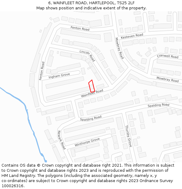 6, WAINFLEET ROAD, HARTLEPOOL, TS25 2LF: Location map and indicative extent of plot